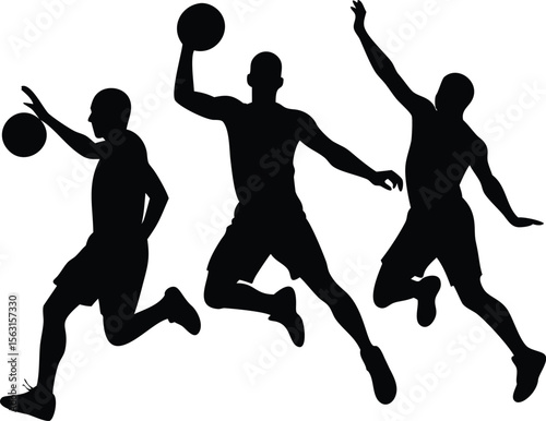 Different style basket Ball Player silhouette design