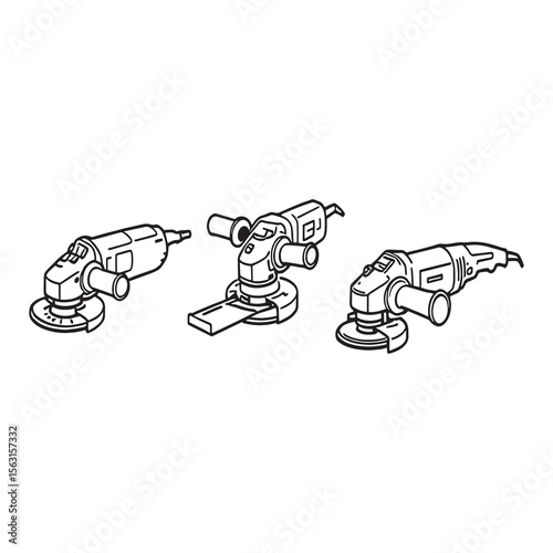 angle grinder power tool simple line art illustration