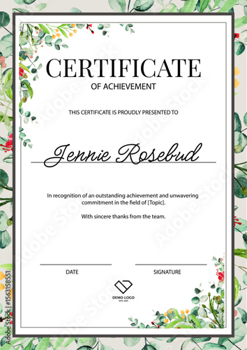 Elegant Floral Certificate of Appreciation – Vertical Layout