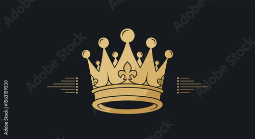 Elegant golden royal crown illustration with subtle motion effects on dark background