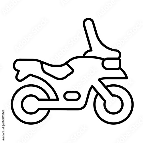 Motorcycle with front window glass thin line icon, desert transport concept. Vector graphics. Desert motorbike vehicle sign on white background, style mobile or design.