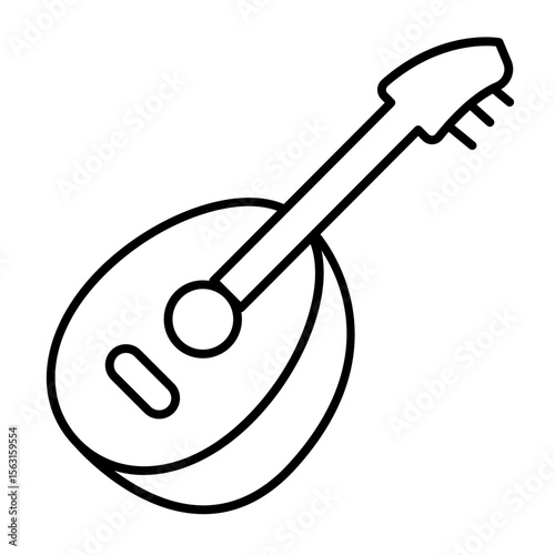 Domra thin line icon, arabian culture concept. Vector graphics. String instrument, musical sign on white background, style mobile or design.