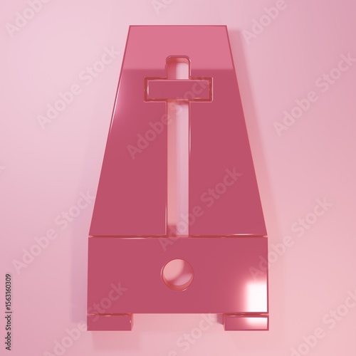 Pink Classic Metronome with pendulum in motion icon isolated on pink background. Equipment of music and beat mechanism. Minimalism concept. 3D render illustration