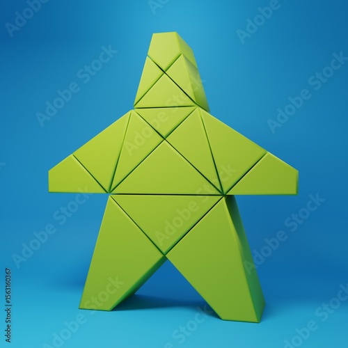 Green Electric tower used to support an overhead power line icon isolated on blue background. High voltage power pole line. Minimalism concept. 3D render illustration