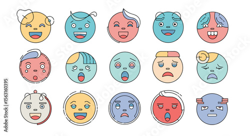 A collection of diverse emoticons representing a wide range of human emotions and expressions