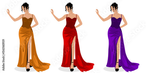 Vector illustration of beautiful woman wearing beautiful dress