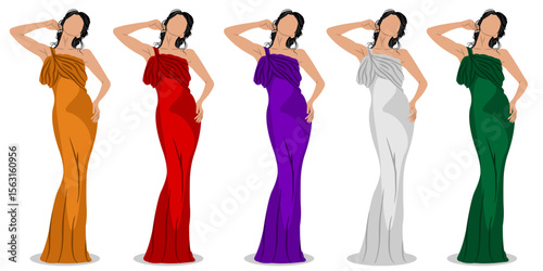 Vector illustration of beautiful woman wearing beautiful dress