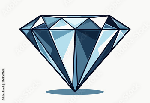 A bold cartoon diamond illustration with a thick black outline, featuring sharp facets and a shiny, brilliant appearance, ideal for a comic or pop art graphic.
