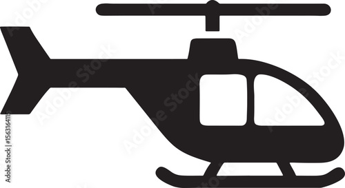 Black silhouette of a helicopter isolated on white background