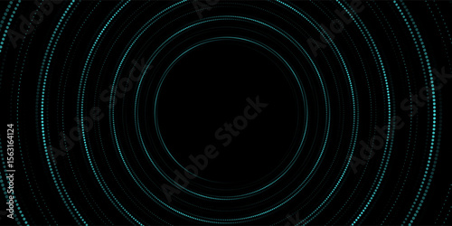 3D blue techno background. Big data visualization on dark space with dotted lines shape effect decoration. Modern graphic design element dots circle style concept for flyer, card, or brochure cover