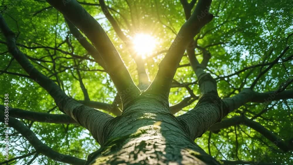 big tree in the forest with sunlight