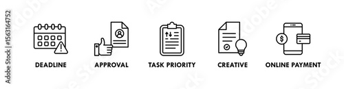 Freelancer Toolkit banner web icon vector illustration concept with an icon of deadline, approval, task priority, creative, and online payment