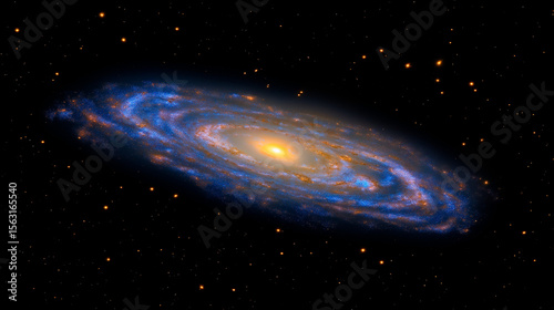 A breathtaking view of a spiral galaxy with glowing nebulae and cosmic dust