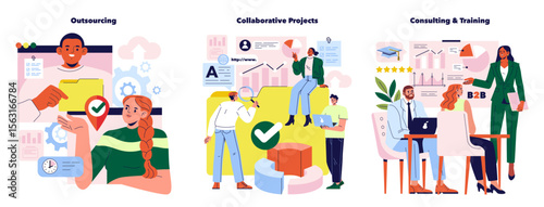 Outsourcing Collaboration and Consulting Training Illustration