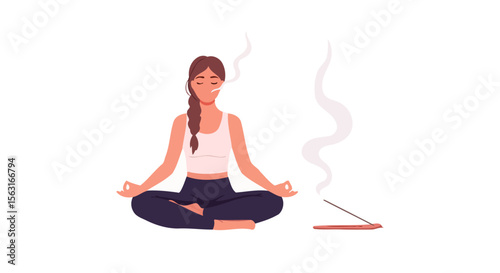Serene Yoga Meditation with Incense Aroma