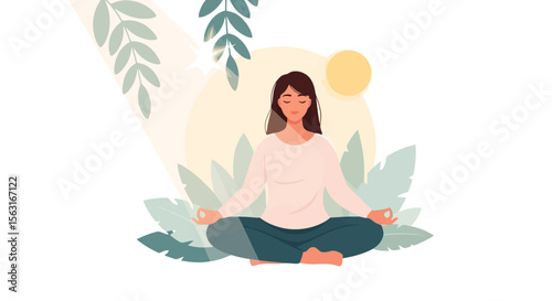 Serene Meditation: Woman in Lotus Pose with Nature