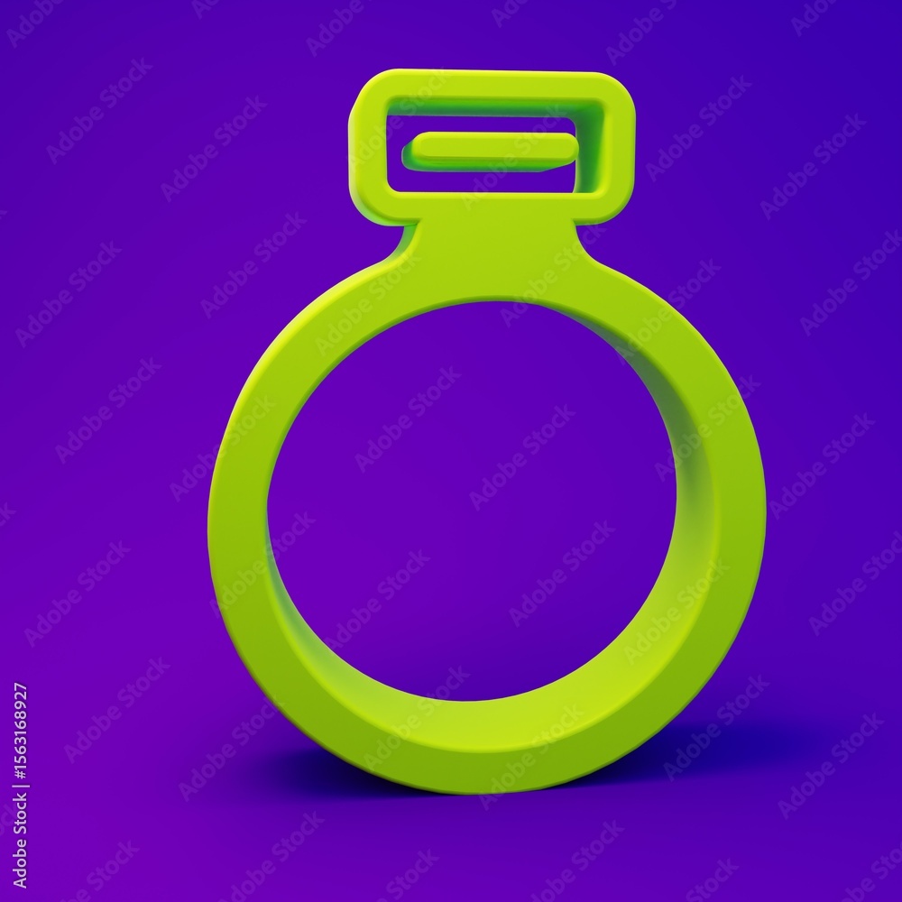 Green Fantasy magic stone ring with gem icon isolated on purple-blue background. Minimalism concept. 3D render illustration Green Fantasy magic stone ring with gem icon isolated on purple-blue background. Minimalism concept. 3D render illustration