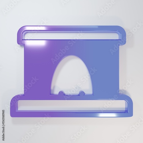 Fototapeta Naklejka Na Ścianę i Meble -  Purple-blue Railway tunnel icon isolated on grey background. Railroad tunnel. Minimalism concept. 3D render illustration