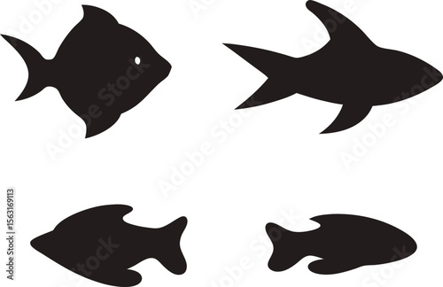 Fish silhouette, Fish silhouette set
