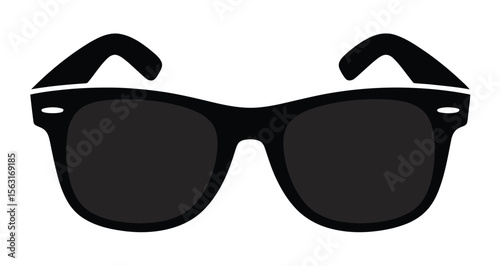 Black Wayfarer Sunglasses Icon on White Background – Minimalist Vector Illustration of Classic Eyewear for Fashion and Accessories Design