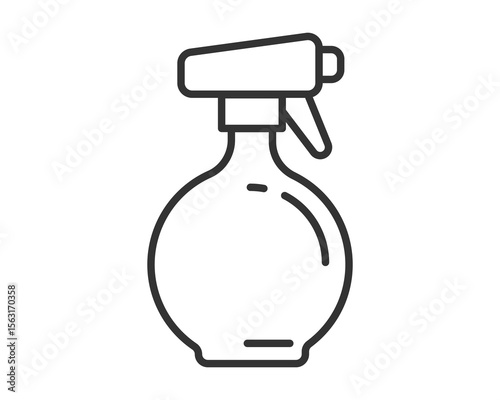 Minimalist outline icon of a spray bottle. Symbolizes cleaning, hygiene, gardening, or beauty. Ideal for illustrating concepts of disinfection, misting, or product application.