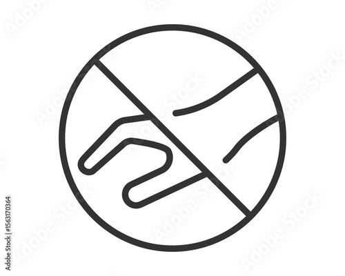 Symbol of no handshake. Restriction sign for business or health concepts. Editable vector. Use for disease prevention, safety guidelines,  social distancing.