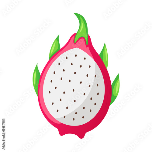 Colored vector icon of a pitaya (dragon fruit), symbolizing exotic fruit, tropical, and healthy eating. Clean design on a pure white background