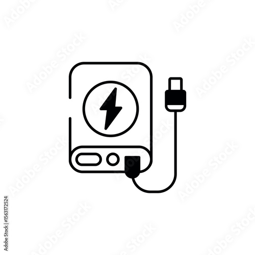 Power Bank icon design with white background stock illustration
