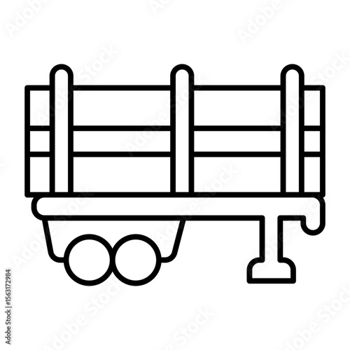 Trunk loaded semi trailer thin line icon, forest industry concept. Vector graphics. Trailer with wood logs, transportation sign on white background, style mobile or design.