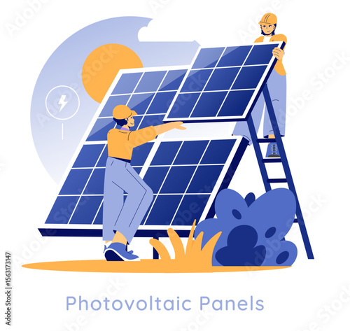 Solar Power. Flat Vector Illustration