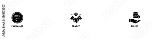 ETF banner web icon vector illustration concept Exchange Traded Funds Stock Market Investment with icon of money, cash flow, trading, transaction, bank, accounting, and growth