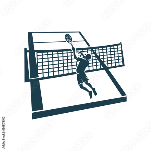 Tennis Player Smash Silhouette Vector Illustration A cross-court smash angle