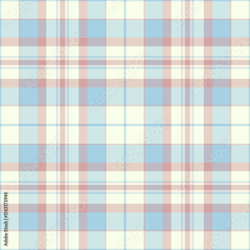 Pastel plaid pattern. Seamless texture in soft blue, pink  cream. Ideal for textile design, wallpaper, wrapping paper, or website backgrounds.  Evokes feelings of tranquility and gentle femininity.