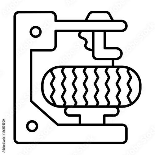 Workbench for removing tire thin line icon, car service concept. Vector graphics. Auto mechanic equipment for tires fitting sign on white background, style mobile or design.