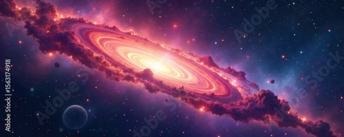 Swirling Nebula Cosmic Dust and Distant Galaxies Shine Brightly in a Stunning Universe Image, Ideal for Science, Space, and Astronomy Themes