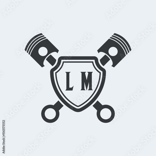 LM Initials Vektor Stok Otomotif Logo Design