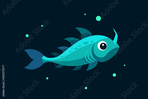 Enchanted Deep Sea Creature A Cute Cartoon Fish Illustration