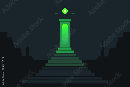 Glowing Green Portal Mystical Ascent to Enlightenment