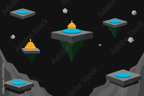 Floating Islands A Futuristic Digital Art Illustration