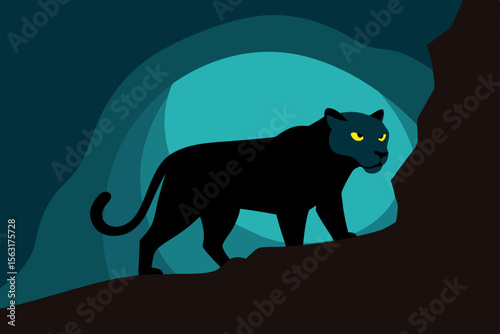 Majestic Night Panther A Silhouette of Power and Mystery in the Darkness