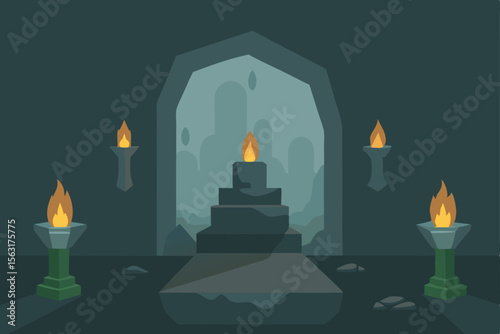 Mysterious Cave Entrance  Stone Steps Leading to an Enigmatic Portal