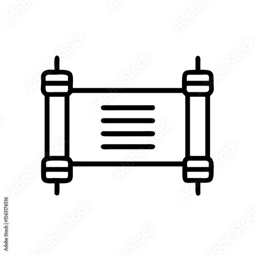 Torah scroll icon in outline style for Jewish religious content