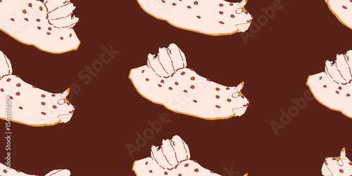 Sea animal seamless pattern with nudibranch. Undersea world habitants print. Hand drawn underwater life vector illustration. Cartoon marine animals character for kid fabric, textile.