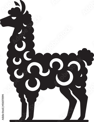  Llama black silhouette vector illustration with white background