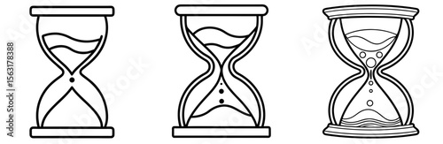 Hourglass Coloring Page - Time Measurement Line Art Outline for Kids and Adults