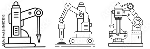 Hydraulic Hammer Machine Coloring Page - Construction Equipment Line Art Outline for Kids and Adults