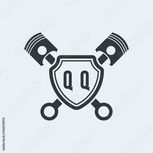 QQ Initials Vektor Stok Otomotif Logo Design