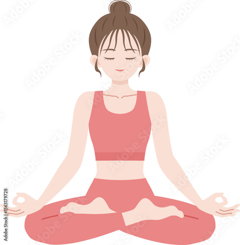 young girl in yoga pose is meditating
