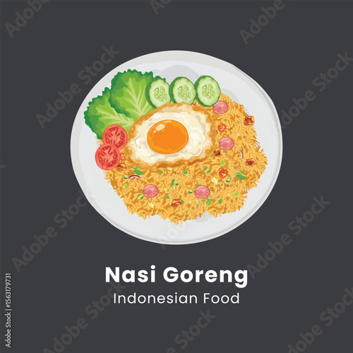 Nasi Goreng Indonesian Fried Rice with Egg and Vegetables