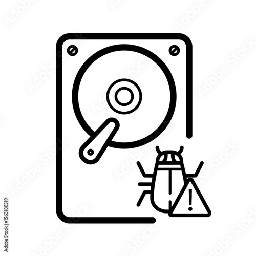 bug detection, rootkit detection, hard drive antivirus protection – vector icon